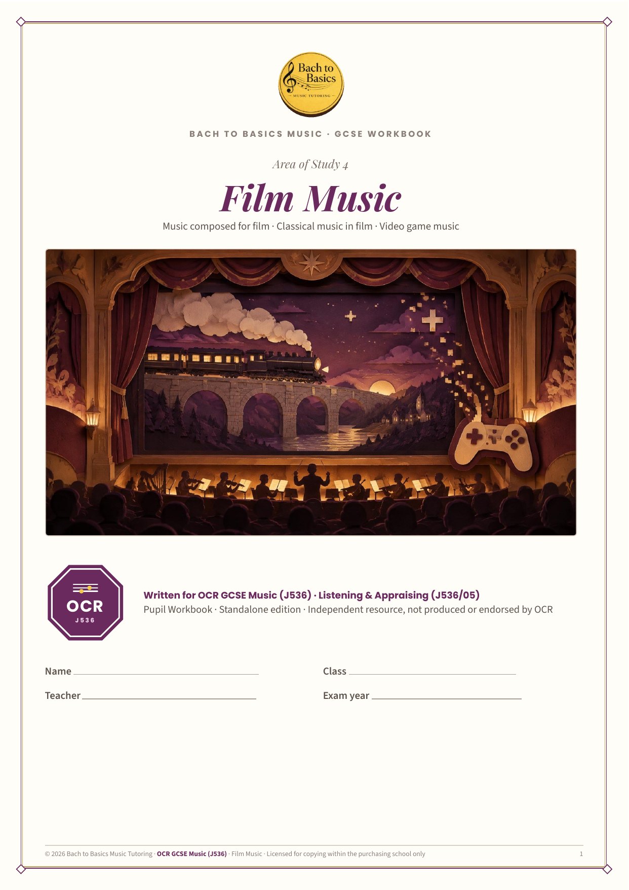 OCR GCSE Music: Areas of Study workbooks | Bach to Basics